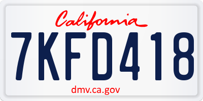 CA license plate 7KFD418