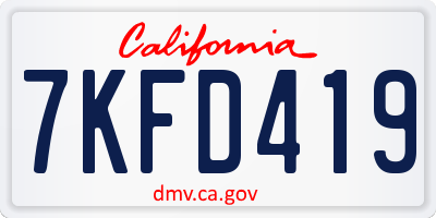 CA license plate 7KFD419
