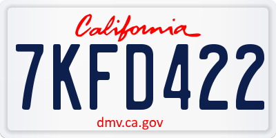 CA license plate 7KFD422