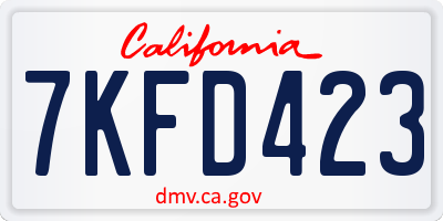 CA license plate 7KFD423