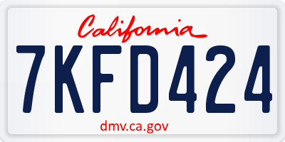 CA license plate 7KFD424