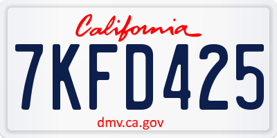 CA license plate 7KFD425