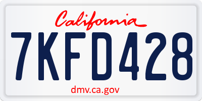 CA license plate 7KFD428