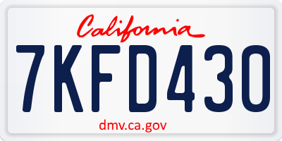 CA license plate 7KFD430