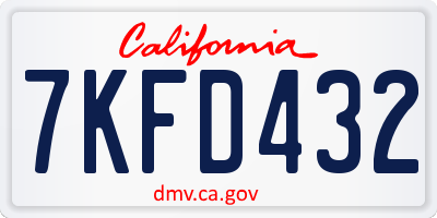 CA license plate 7KFD432