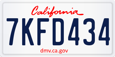 CA license plate 7KFD434