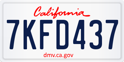 CA license plate 7KFD437