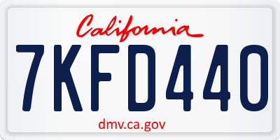 CA license plate 7KFD440
