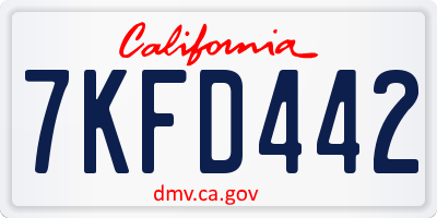 CA license plate 7KFD442