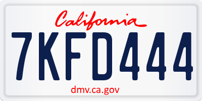 CA license plate 7KFD444