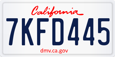 CA license plate 7KFD445