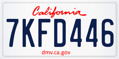 CA license plate 7KFD446