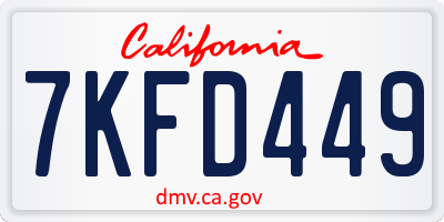 CA license plate 7KFD449