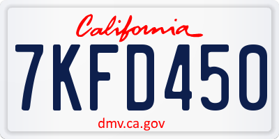 CA license plate 7KFD450