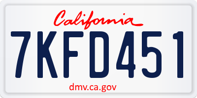 CA license plate 7KFD451
