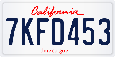 CA license plate 7KFD453