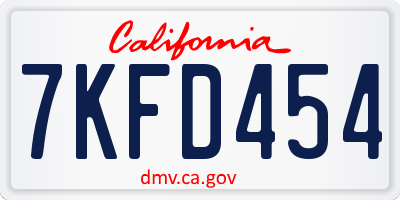CA license plate 7KFD454