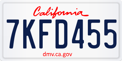 CA license plate 7KFD455