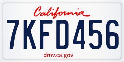 CA license plate 7KFD456