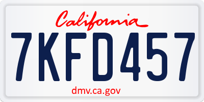 CA license plate 7KFD457