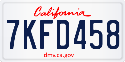 CA license plate 7KFD458