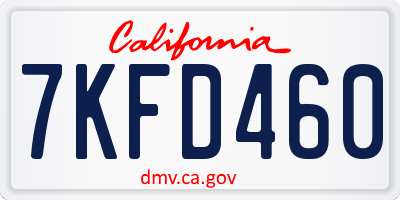 CA license plate 7KFD460