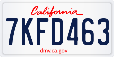 CA license plate 7KFD463