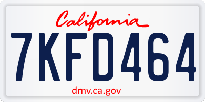 CA license plate 7KFD464