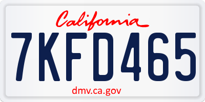 CA license plate 7KFD465