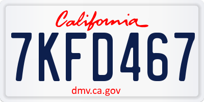 CA license plate 7KFD467