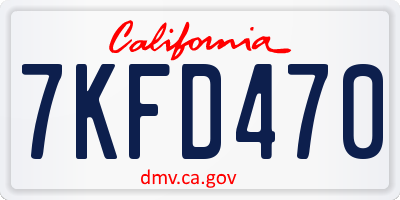 CA license plate 7KFD470