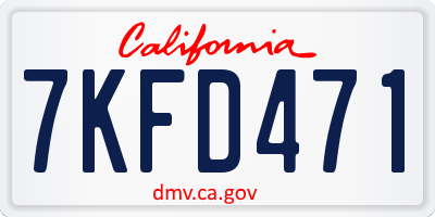 CA license plate 7KFD471