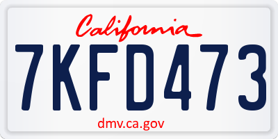CA license plate 7KFD473