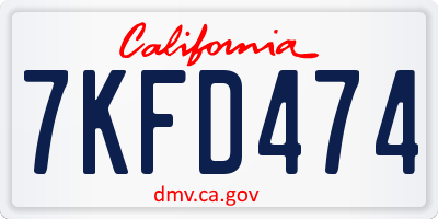 CA license plate 7KFD474