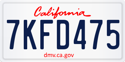CA license plate 7KFD475