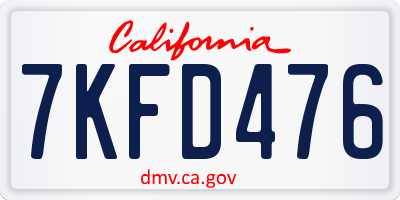 CA license plate 7KFD476