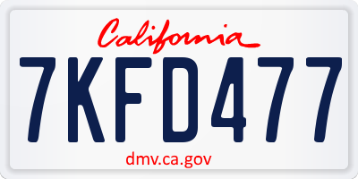 CA license plate 7KFD477