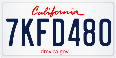 CA license plate 7KFD480