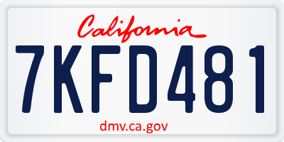 CA license plate 7KFD481