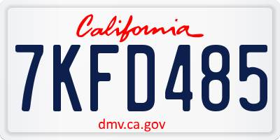 CA license plate 7KFD485