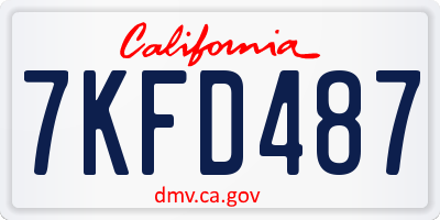 CA license plate 7KFD487