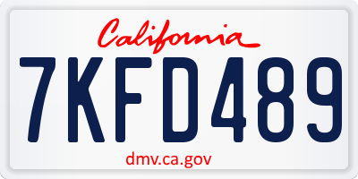 CA license plate 7KFD489