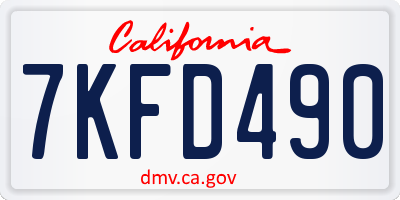 CA license plate 7KFD490