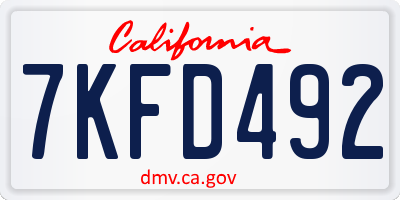 CA license plate 7KFD492