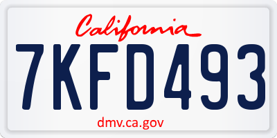 CA license plate 7KFD493