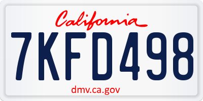 CA license plate 7KFD498