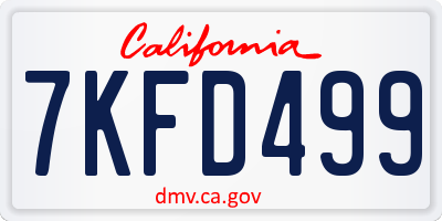 CA license plate 7KFD499