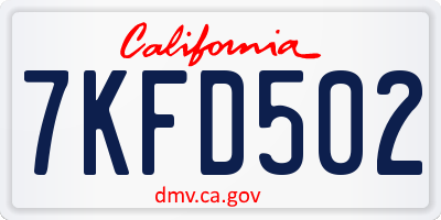 CA license plate 7KFD502