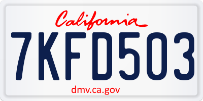 CA license plate 7KFD503