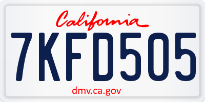 CA license plate 7KFD505